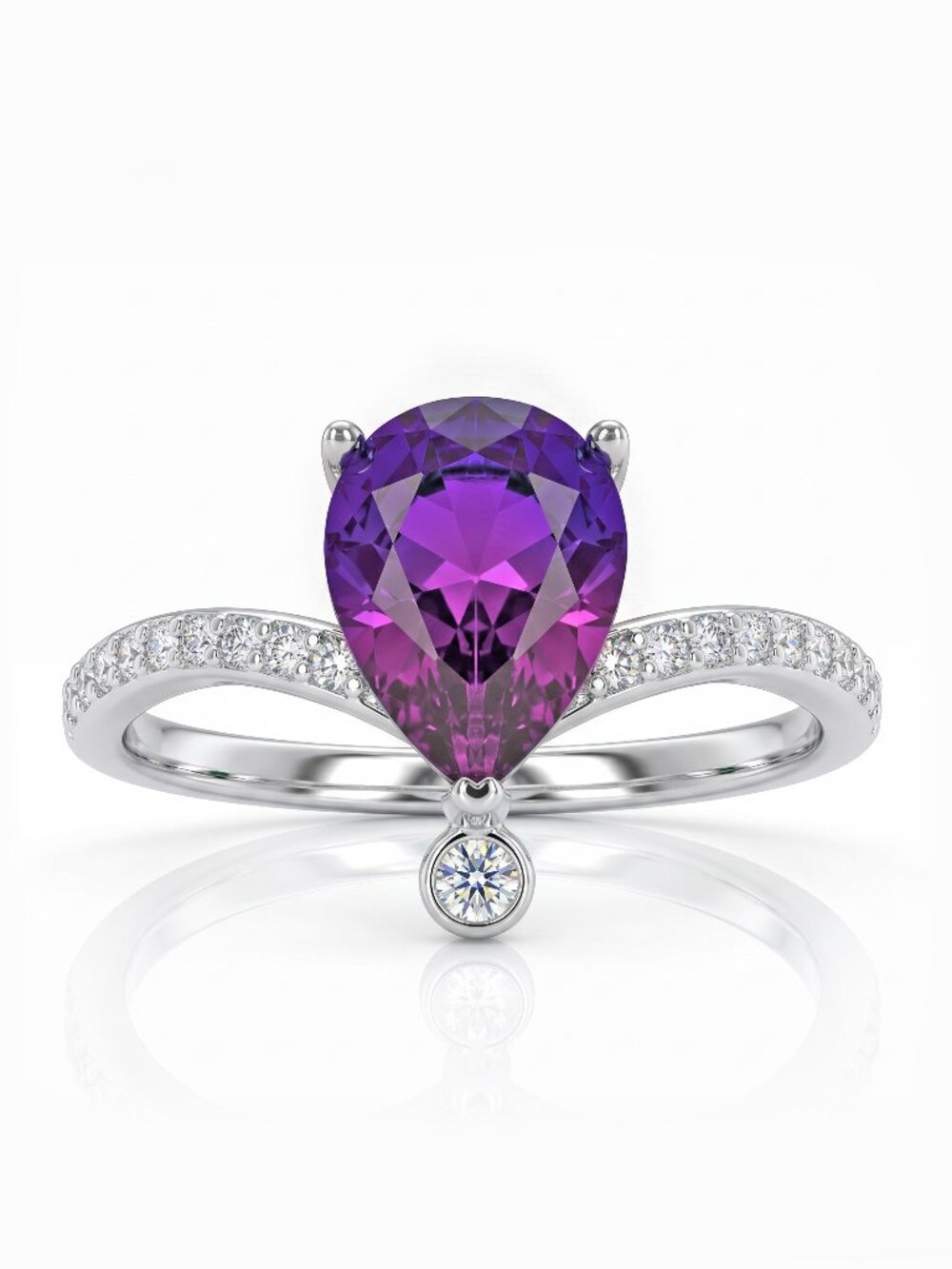 Pink & Purple Pear cut Gemstone Ring, 925 Sterling Silver Charmed Aroma